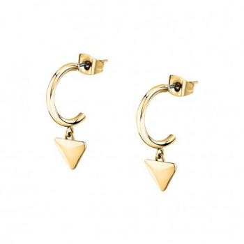 Pendientes de Aro Triangulares para Mujer Morellato Trilliant 14mm en Acero Inoxidable con Acabado Dorado