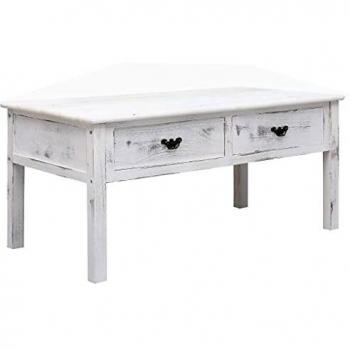 vidaXL Mesa de Centro Estilo Antiguo de Madera Mobiliario Interiores Moderna Elegante Práctica Versátil Duradera Robusta Resistente Blanca 100x50x45cm