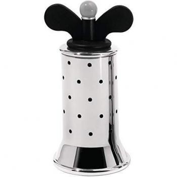 Alessi 9098 B Molinillo de Pimienta de Diseño con Aletas, Acero Inoxidable y Resina Termoplástica, Negro