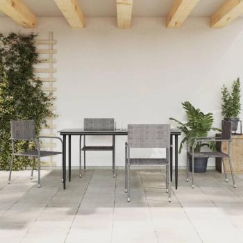 5 Piece Gray Poly Rattan Garden Dining Set