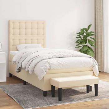 Cama box spring suave con colchón de tela color crema 100x200 cm