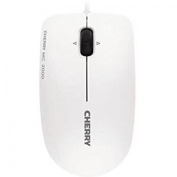 Cherry MC 2000 - Ratón óptico - cableado - tecnología de Rueda basculante - diseño simétrico - Blanco/Gris
