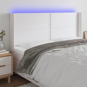 Cabecero con LED de cuero sintético blanco 163x16x118/128 cm vidaXL