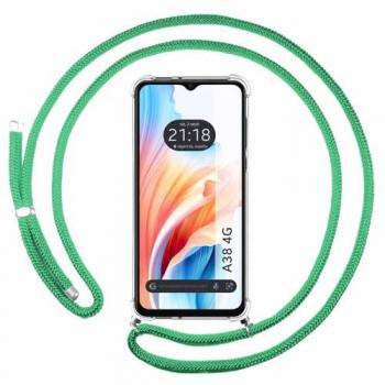 Funda Colgante Transparente Antigolpes para Oppo A38 4G con Cordon Verde Agua