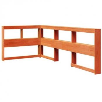 Cabecero de cama estantería en forma de L 100 cm madera maciza de pino acabado encerado