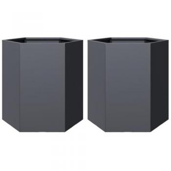vidaXL Garden Planter 2 pcs Anthracite Hexagon 46x40x45 cm Steel