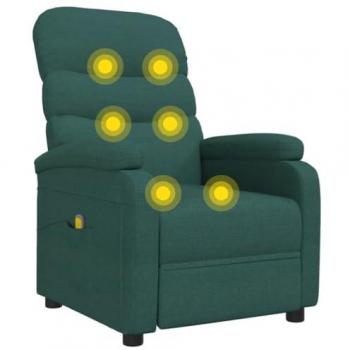 Sillón de masaje eléctrico tela verde oscuro Vidaxl