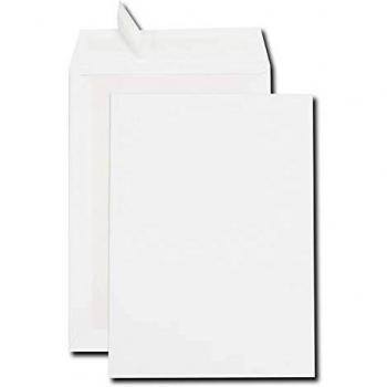 Pochettes de cartón con protección trasera, formato C4, 120 g/m², color blanco - paquete de 25 unidades