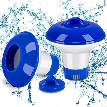 Emooqi Dispensador Cloro Flotante, 2 Pack Dispensador de Químicos Ajustable Flotador De Cloro para Piscina, Parque Acuático, SPA