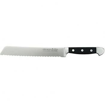 Cuchillo de Pan Güde Alpha 21 cm, Acero Inoxidable, Doble Mitre, Mango POM Negro
