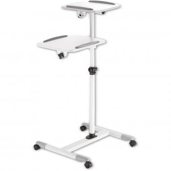 Multimedia Cart for Projectors and Laptops with Two Trays, Tilt and Swivel Feature, Height Adjustable, Grey/White Color, Lifetime Warranty