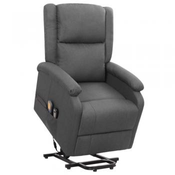 Sillón de masaje reclinable elevable de tela gris oscuro ergonómico con reposapiés para sala de estar y oficina