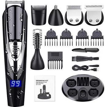 Cortapelos Profesional Hombres, ADOKEY Recargable Máquina Afeitar y Cortar Pelo Recortador Electrónico Áquina Recortadora Barba y Cortapelos Maquina de pelar con Afeitadora para Cuerpo, Nariz y Orejas