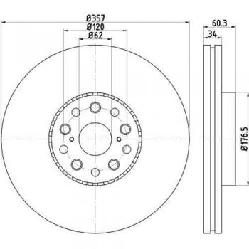 Disco de freno ventilado HELLA 8DD 355 116-911 para LEXUS LS IV y LS I