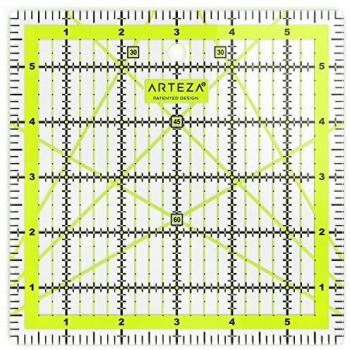 ARTEZA Regla acrílica para Costura y patronaje | Líneas de cuadrícula en Dos Colores | Regla de Patchwork | Tamaño 6 x 6