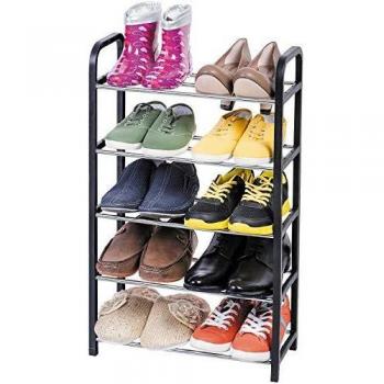 ArtMoon Labrador Estanteria Zapatero 5 Pisos Negro/Gris Acero/Plastico 41.7X19X70 cm