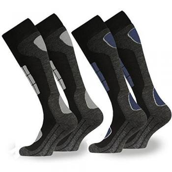 Occulto 2 Pares de Calcetines Térmicos de Esquí para Hombre | Calcetines largos de Snowboard | Calcetin calientes para el Invierno | Calcetín largos y cálidos para Senderismo 43-46 Azul-Anthra