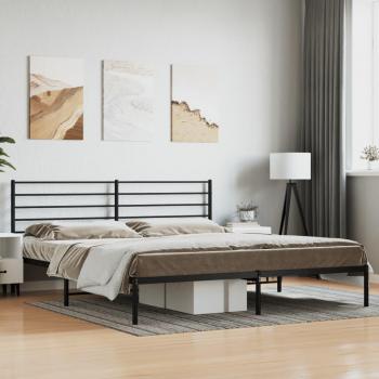 Cabecero de cama de metal negro con patas redondas 200x200 cm