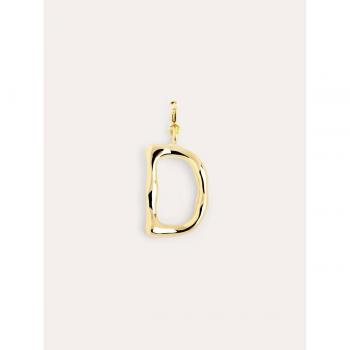 Charm Singularu Letter XL - Colgante Inicial en Latón con Acabado Baño de Oro de 18 Kt - Letra D