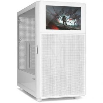 Semitorre ATX NOX Hummer BIOS Blanca con Pantalla LCD 8, Panel Frontal Metal Mesh, Lateral de Cristal Templado, Espacio para 11 Ventiladores y Conectores USB-C y 3
