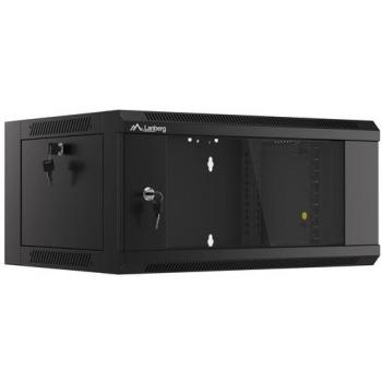 Armario Rack Mural Lanberg WFFA-5404-10B, 19, 4U, 450mm, Flat Pack, ensamblaje rápido, color negro
