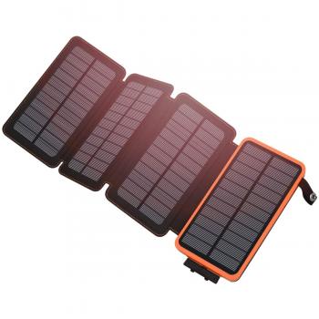 Hiluckey Portátil Cargador Solar 25000mAh Impermeabl Batería Externa Power Bank con 2 Salidas USB 2.1A y LED Ligeros para iPhone, iPad, Samsung, Xiaomi Móviles Inteligentes y Tabletas