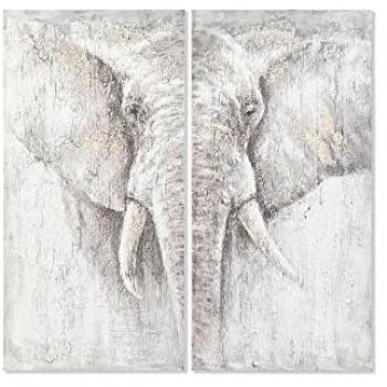 Juego de 2 cuadros DKD Home Decor Elefante Colonial 120 x 3,7 x 120 cm