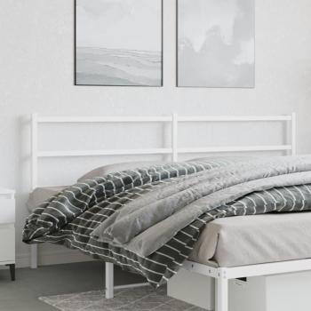 Cabecero de metal blanco 200 cm con diseño moderno, estructura resistente, acabado en pintura blanca, compatible con camas de tamaño estándar, fácil de montar y limpiar