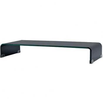 vidaXL TV Stand/Monitor Riser Glass Black 90x30x13 cm