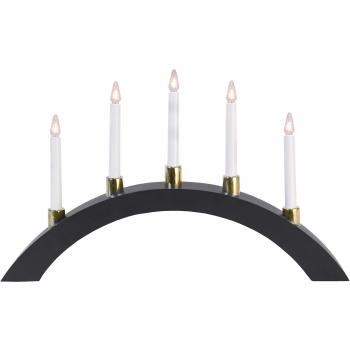 'Star LED de Halla – Candelabro, 5 Blanco Cálido LED, material roble, cartón coloreado, 33 x 55 cm, Gris 260 – 51