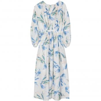 Paul Smith Women's Floral Print Midi Dress with Keyhole Detail in Multicolor | Size S | W1R604DM1097540