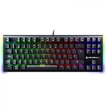 Newskill Serike TKL Teclado Gaming Mecánico, Serike TKL, Retroiluminación RGB, Antighosting, Teclas Macro, Resposamuñecas plegable, Switches Outemu Blue, Layout Español, Windows/Mac/Android, Negro