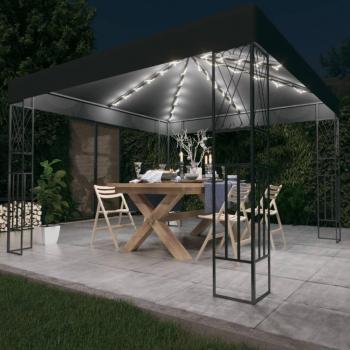 Gazebo con luces LED de cuerda 3x3 m en tela Antracita