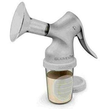 Suavinex - Pack Extractor manual de leche materna. incluye Biberon anticólicos de silicona + 3 Bolsas almacenaje con tapón + Tarro almacenaje. Sacaleches manual