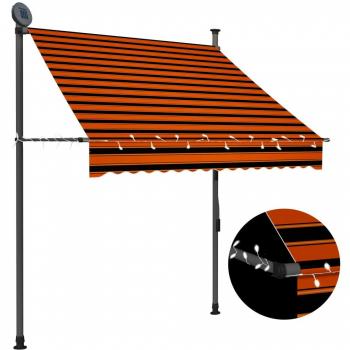 vidaXL Manual Retractable Awning with LED 150 cm Orange and Brown