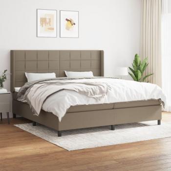 Cama box spring con colchón Tortera 200x200 cm en tela gris taupe