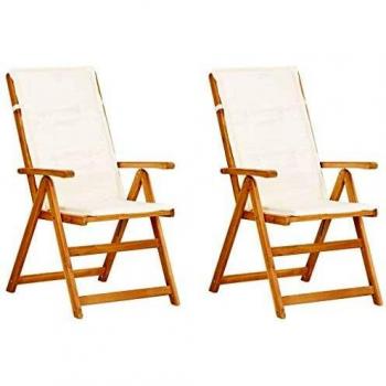 Adjustable Reclining Garden Chairs 2 pcs Brown Solid Acacia Wood