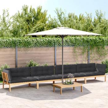 5-Piece Acacia Wood Garden Pallet Sofa Set with Cushions