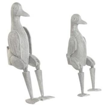 Figura Decorativa Pato Home ESPRIT Gris 16 x 14 x 42 cm (Set de 2 Piezas)