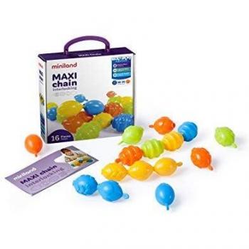 Miniland - Conjunto de Cadena Maxichain, 16 Piezas, Colores/Modelos Variados