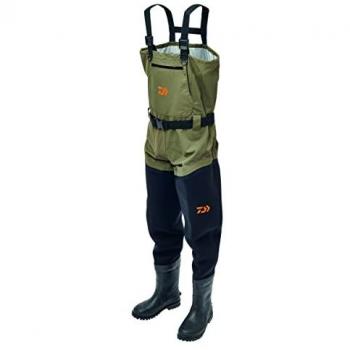 Vadeadores transpirables Daiwa Hybride con botas Taslon, talla 45/46, color kaki y negro