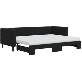 Sofá cama nido con colchón terciopelo negro 80x200 cm