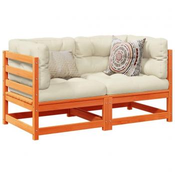vidaXL 2-Piece Garden Sofa Set with Cushions in Wax Brown Solid Pine Wood
