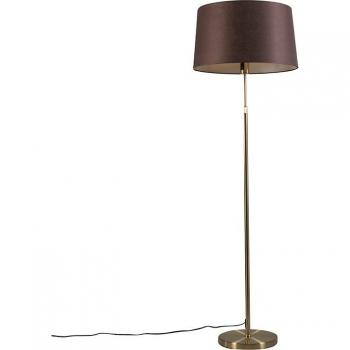 Lámpara de pie moderna ajustable de 45 cm en oro/latón con pantalla marrón