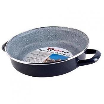 MAGEFESA Dolomiti Tartera 28 cm de Acero esmaltado, Antiadherente Multicapa Efecto Piedra, Color Gris Exterior. Apta para Todo Tipo de cocinas, incluida inducción.