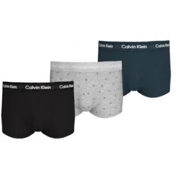 Calvin Klein Men's Low Rise Boxer Shorts 3-Pack - Black/Diamond Logo & Grey/Navy Heather, Size L