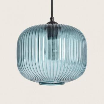 Lámpara Colgante de Cristal Azul Modra de Alta Calidad E27 - Iluminación Versátil para Salón, Dormitorio y Cocina