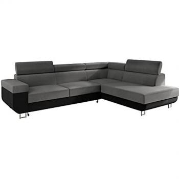 Sofá rinconero Comfivo 306, Función de descanso, Caja de ropa de cama, 253 x 71 x 188 cm, Manila 18 + Manila 16