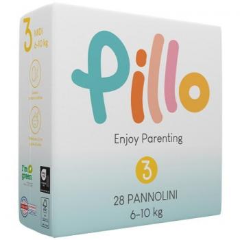 PILLO Premium Midi Size 3 Pañales Desechables 6-10 Kg 28 Unidades