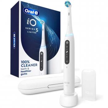 Oral-B iO Series 5 Cepillo de Dientes Eléctrico Recargable con Inteligencia Artificial y Estuche - Blanco